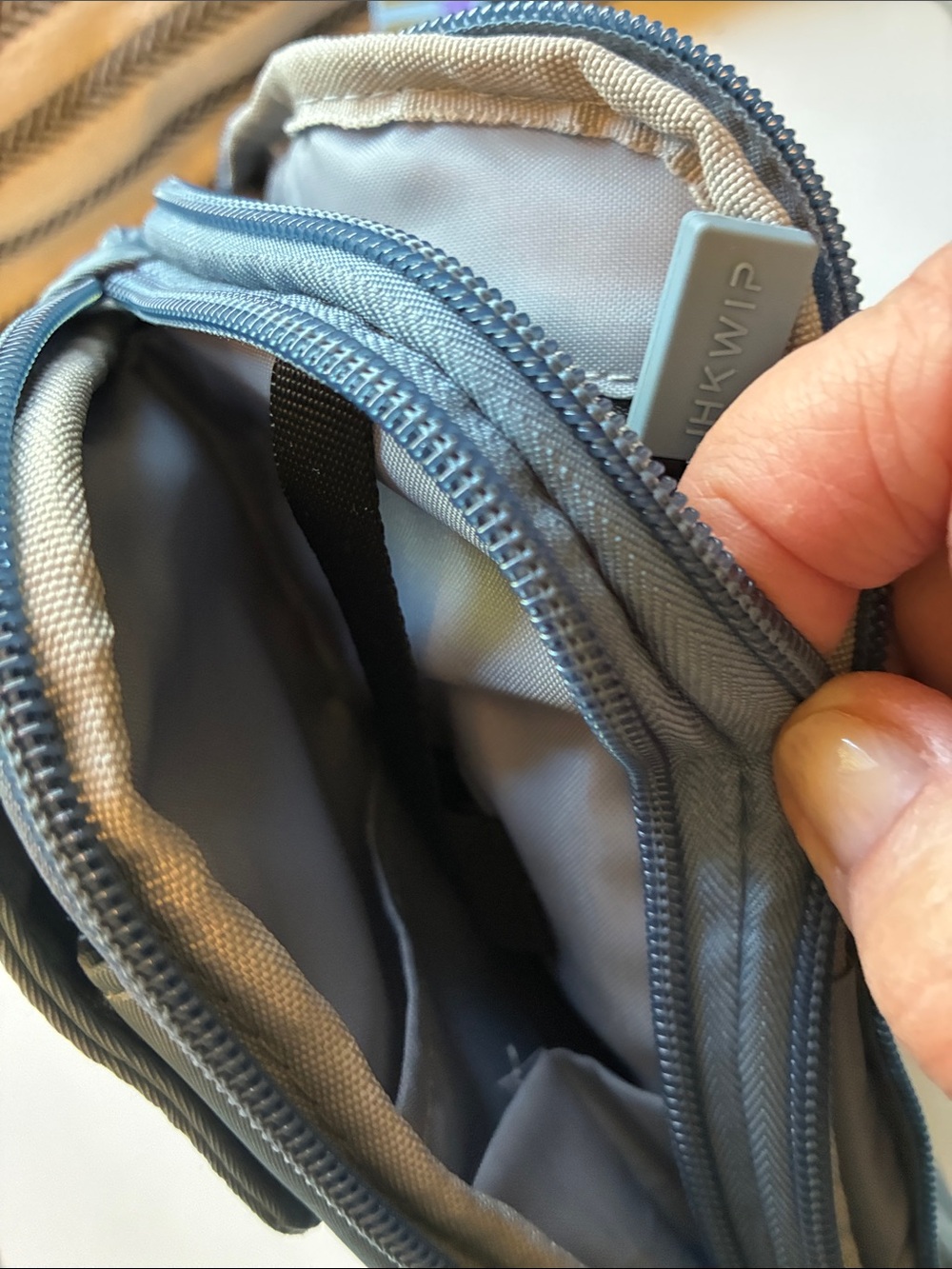 Ihkwip Sling/ Crossbody Bag - Blue with Patterned Strap - Picture 5 of 10